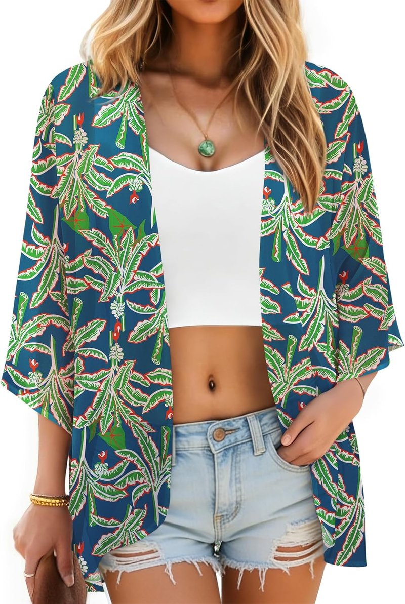 Women's Chiffon Kimono - Loose Casual Open Front Cover Up | Lightweight & Stylish