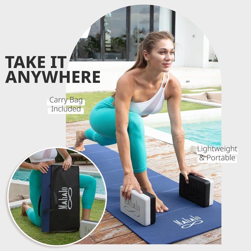 Foldable Yoga Mat - 6mm Anti-Slip Exercise Mat with Carry Bag | Perfect for Yoga, Pilates, Home Workouts
