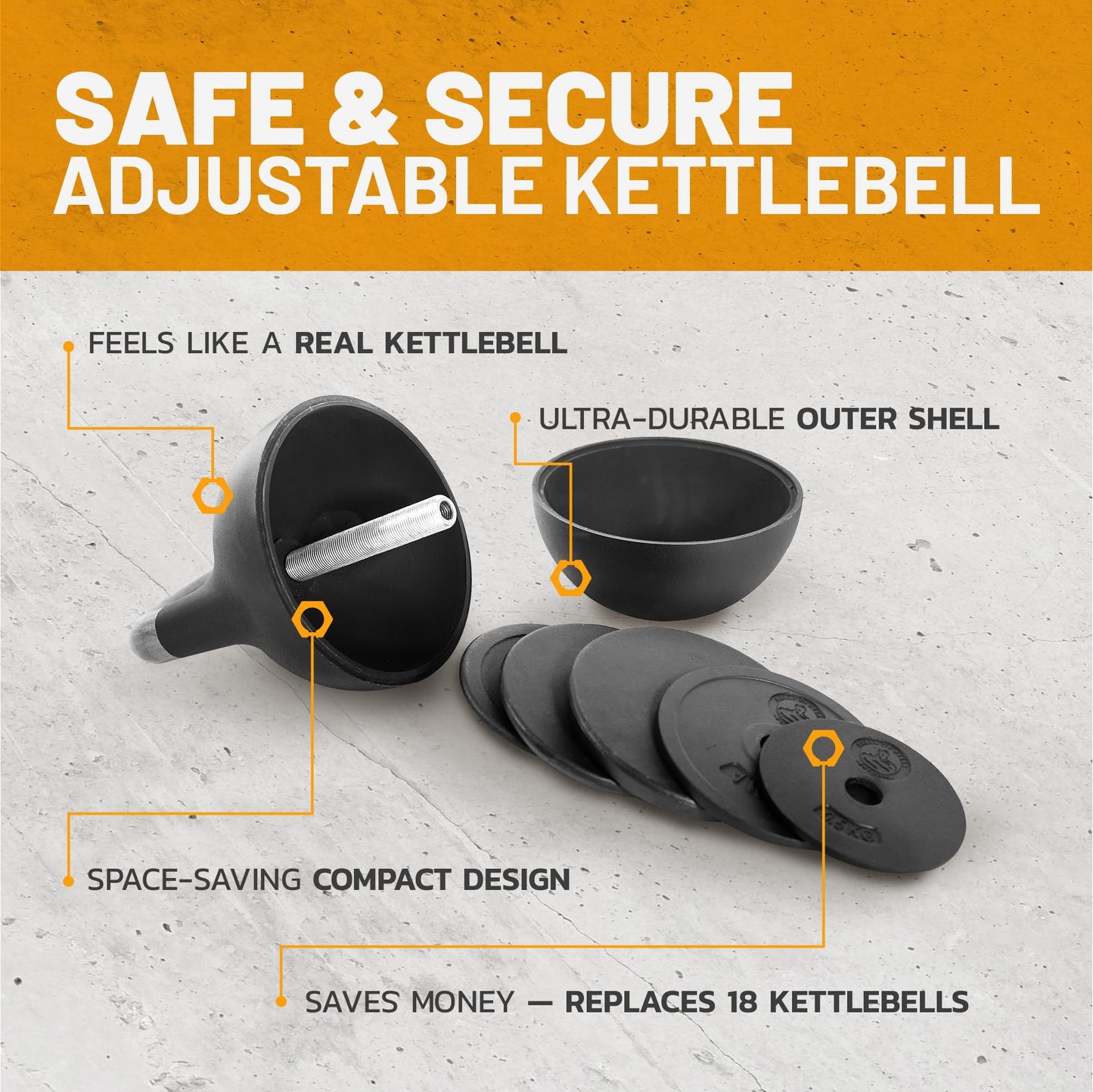 Adjustable Kettlebell Set [Bells of Steel] Kettle Bell Weight Set, Steel Shell, Internally-Loaded for Full Body Workouts, Competition Standard 35mm Handle