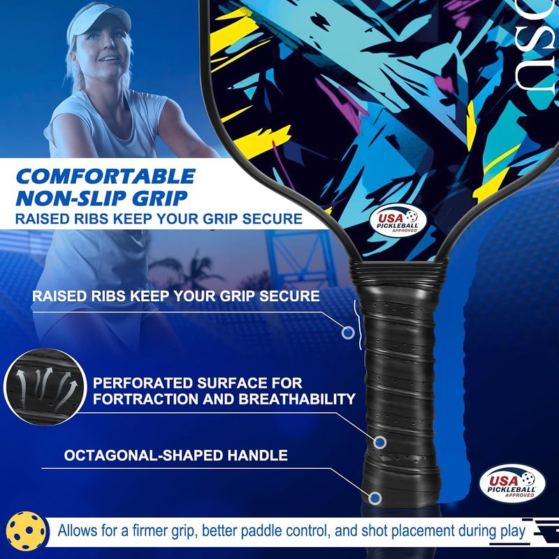 Carbon Fiber Pickleball Paddles Set - USAPA Approved Lightweight Rackets for All Ages | 2 or 4 Paddles, Balls & Bag