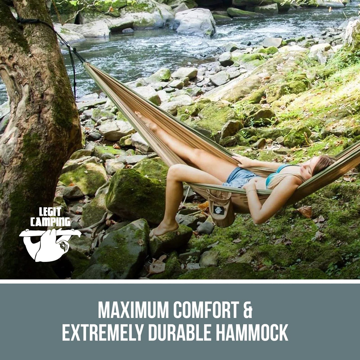 Legit Camping Hammock - 2 PersonTree Double Portable Outdoor Travel Hammock for Outside - Heavy Duty