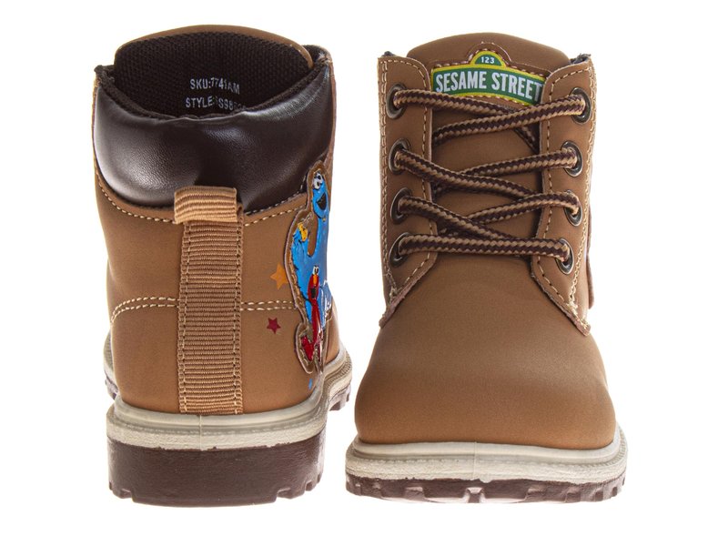Sesame Street Boots Ankle High Workboot - Trekking Walking Climbing Hiking Boot for Kids - Elmo and Cookie Monster (Size 6 Toddler)
