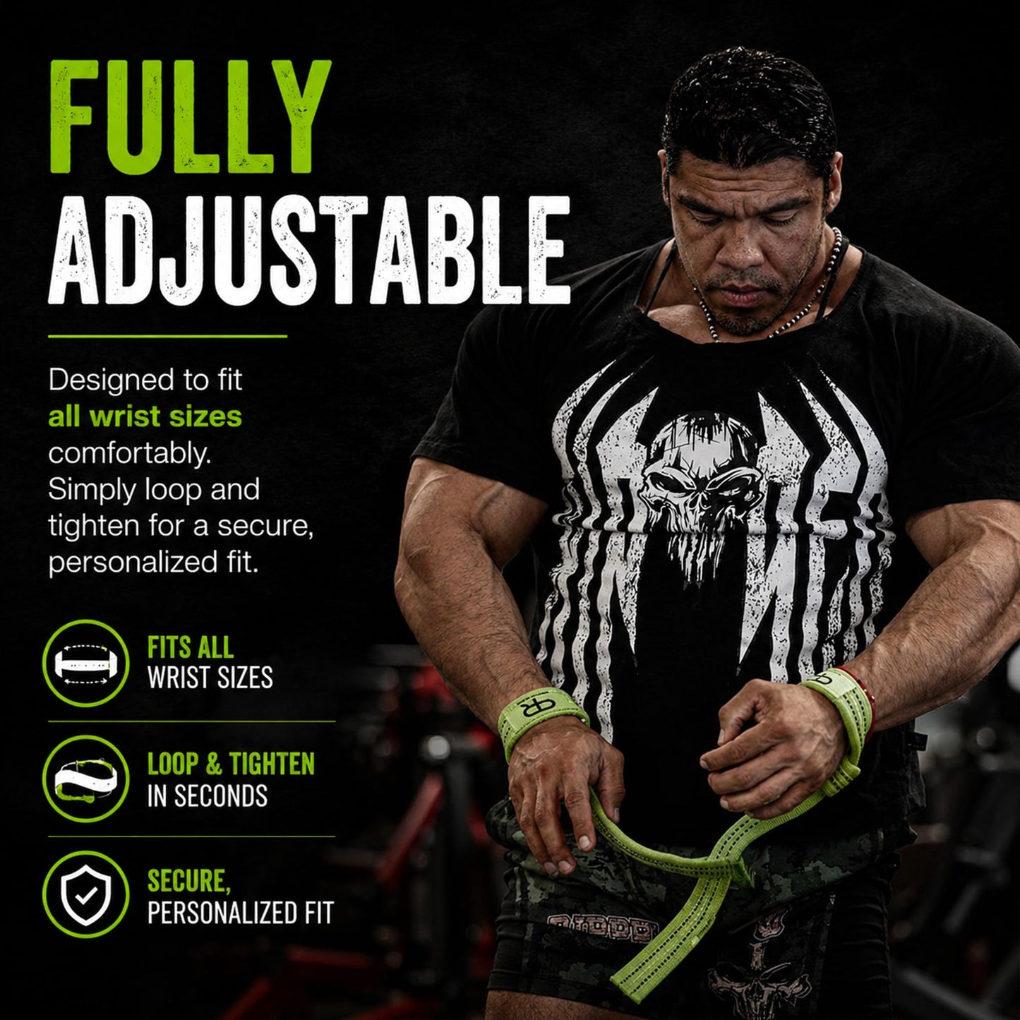 PR Lifting Straps for Weightlifting – Heavy Duty Deadlift Straps with Extra Thick Material for Grip & Wrist Support – Gym Wrist Straps for Powerlifting, Bodybuilding, Strength Training (Neon)