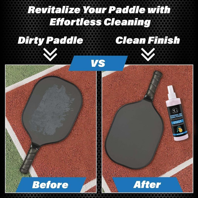 Pickleball Paddle Cleaner Spray with Cleaning Cloth and Thumb Tape - Removes Dirt, Ball Residue, Scuff Marks - EPA Safer Ingredients, Pickleball Accessories, Pickleball Gifts - 8 FL Oz
