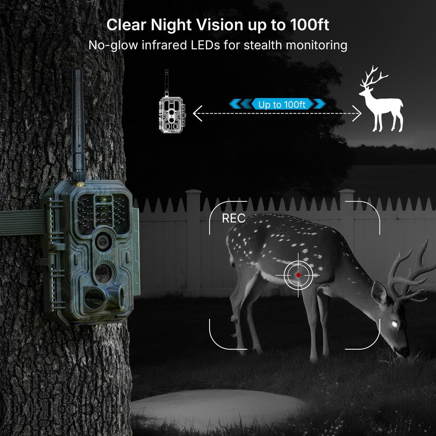 Meidase P200 WiFi (Non-Cellular) Trail Camera, 64MP Photo, 1296p Video, Bluetooth WiFi App Control, 0.1s Motion Detection, No Glow Night Vision 100ft, for Wildlife Animal Scouting or Backyard
