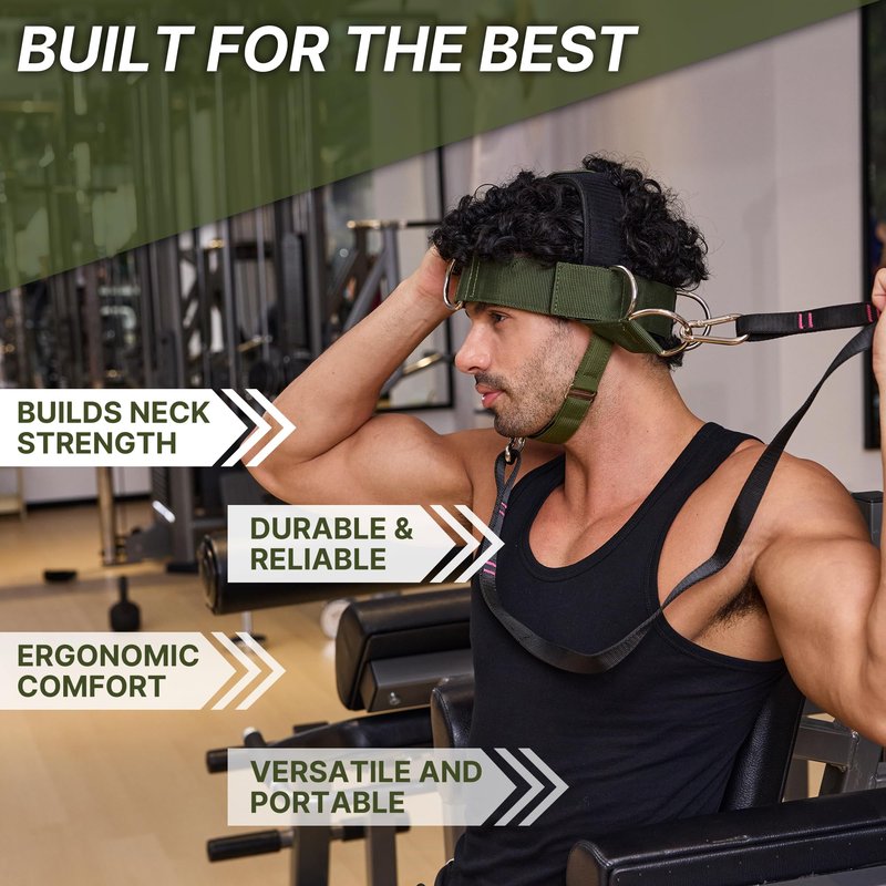 【GurZinn】 Neck Harness Trainer - Adjustable 40" (100cm) Heavy Duty Rope & Neoprene Padding | Improve Neck Strength & Reduce Neck Pain | Gym & Home Use