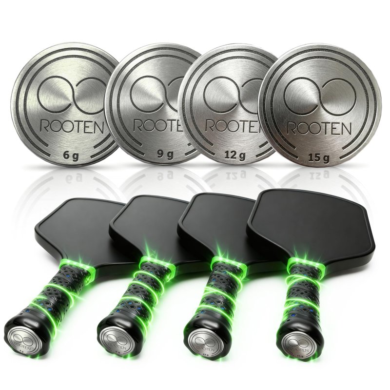 Pickleball Paddle Weighted Cap Coins - 4 X Stainless Steel Pickleball Paddle Weights (6g, 9g, 12g, 15g) – Balance Weights that Enhance Pickleball Performance. Must-Have Pickleball Accessories.