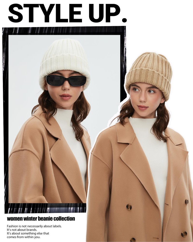choshion Fleece Lined Wool Beanie Hat for Women Men,Soft Womens Winter Hats Chunky Warm Wool Beanies Hats Snow Ski Skull Cap