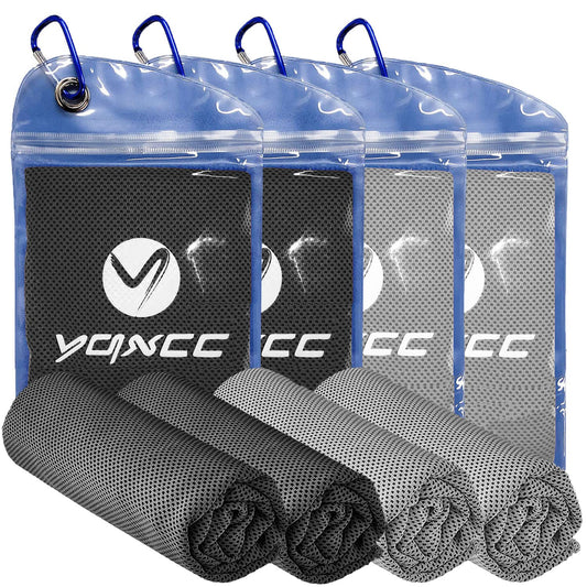 YQXCC 4 Pack Cooling Towel (47"x12") Ice Towel for Neck, Microfiber Cool Towel, Soft Breathable Chilly Towel for Yoga, Sports, Golf, Gym, Camping, Running, Fitness, Workout & More Activities