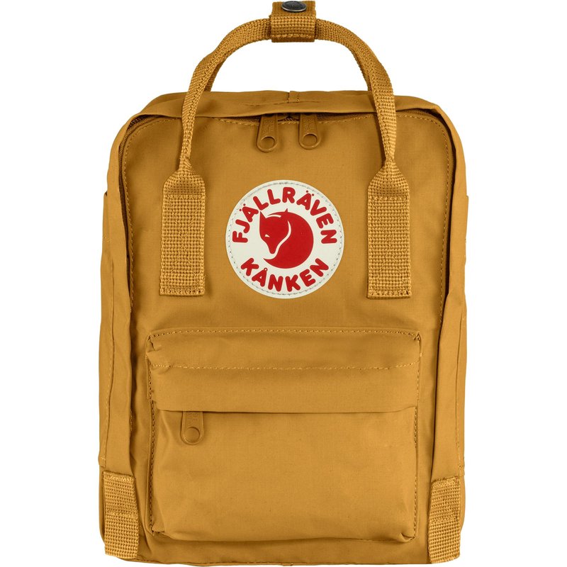 Fjällräven Kanken Mini Backpack - Compact Everyday Carry, Durable Vinylon Fabric - Travel, Arctic Green/Spicy Orange