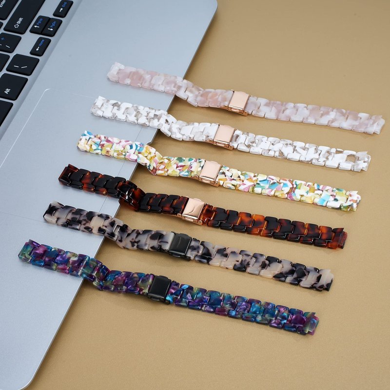 Wongeto Compatible with Fitbit Inspire 3 Watch Band Women Tortoise Resin Watch Band Slim Replacement Adjustable Wristband for Fitbit Inspire 3 accssorises (Pink Flower)