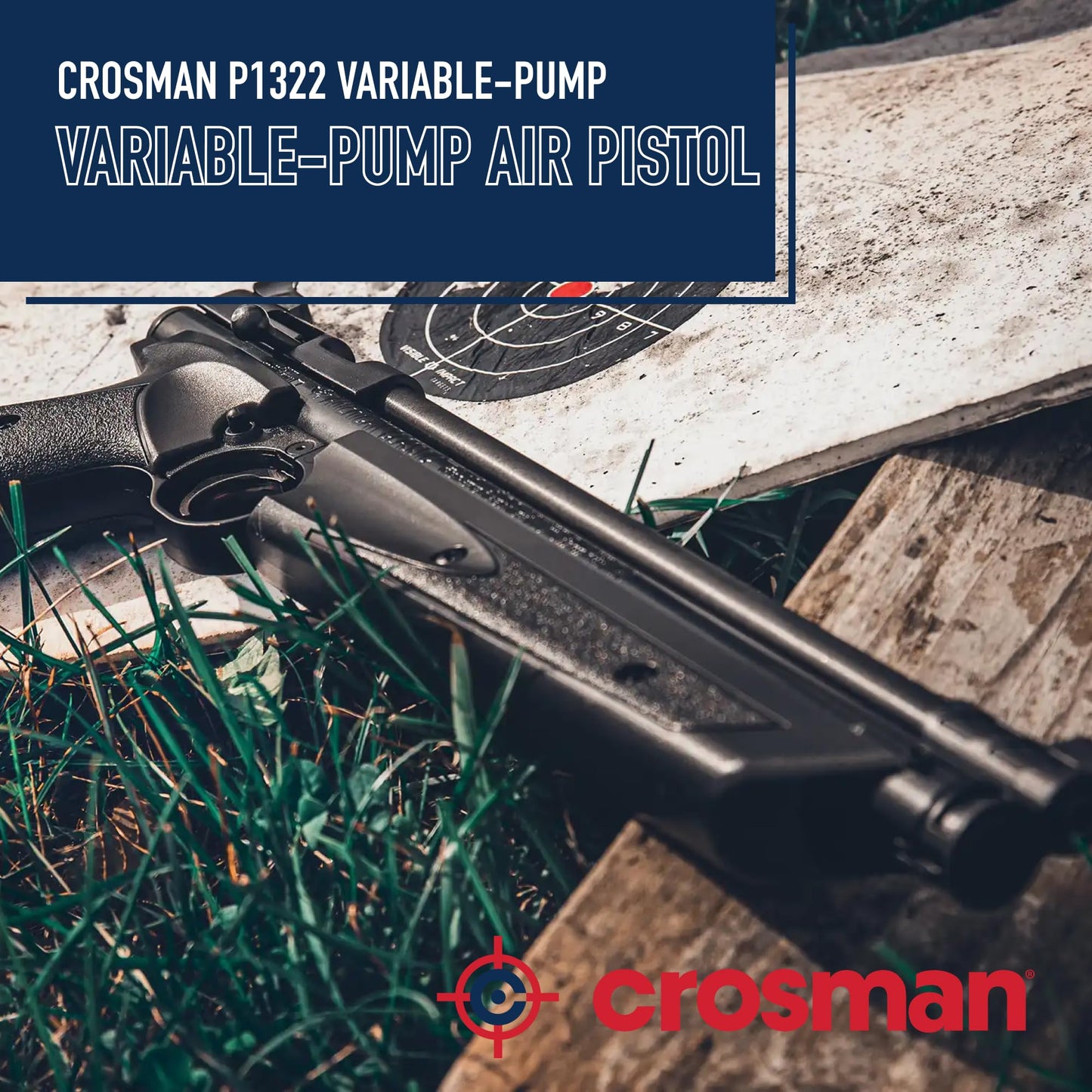 Crosman P1322 American Classic Variable Pump .22-Caliber Pellet Air Pistol - Single Shot Bolt Action - 460 FPS - Black