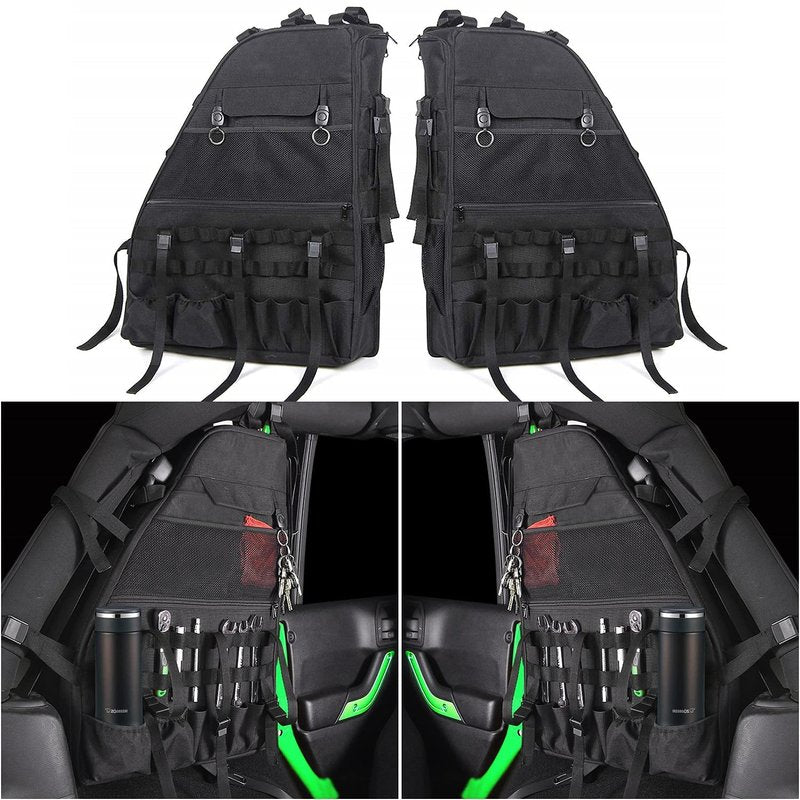 Bolaxin Roll Bar Storage Bag Cargo Cage with Multi-Pockets for 2007~2022 Jeep Wrangler JK TJ JL & Unlimited 4 Doors Organizers Saddlebag Holder Bags Tool Kits (Pack of 2)