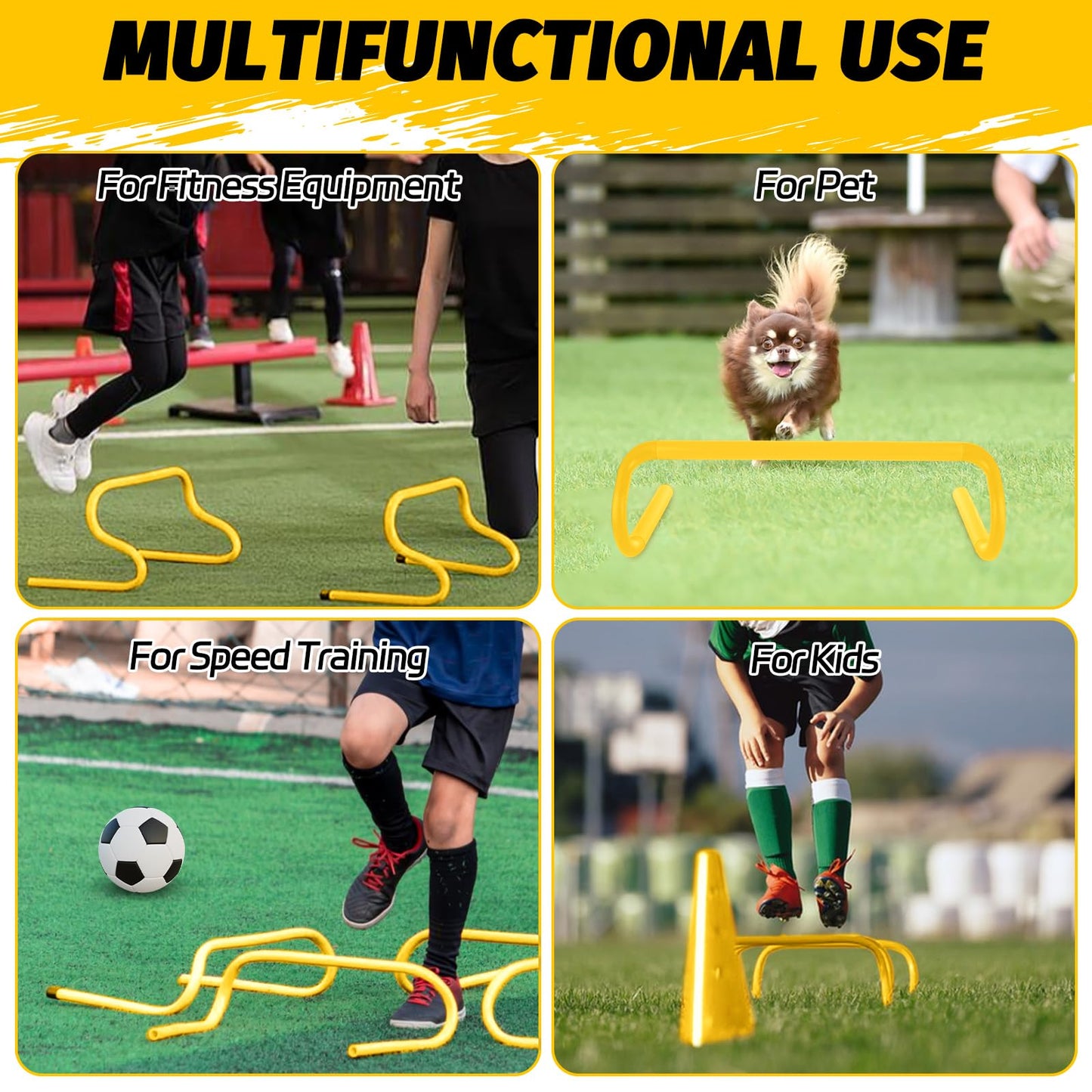 WOPPLXY 6 Pcs Speed Agility Training Hurdles, 6'' Detachable Agility Training Hurdles, Speed Training Agility Hurdles, Speed and Agility Training Equipment for Athletes, Soccer Training(Yellow)
