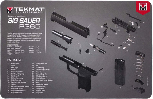 TekMat Cleaning Mat for Sig Sauer P365 - Durable Black Design | Perfect Fit
