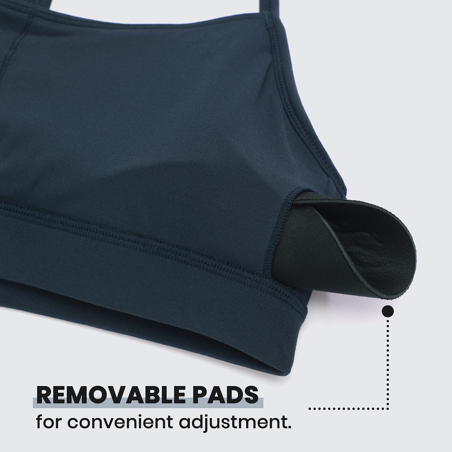 CRZ YOGA Butterluxe Y Back Sports Bras for Women - Padded Racerback Low Impact Spaghetti Thin Strap Workout Yoga Top True Navy X-Small