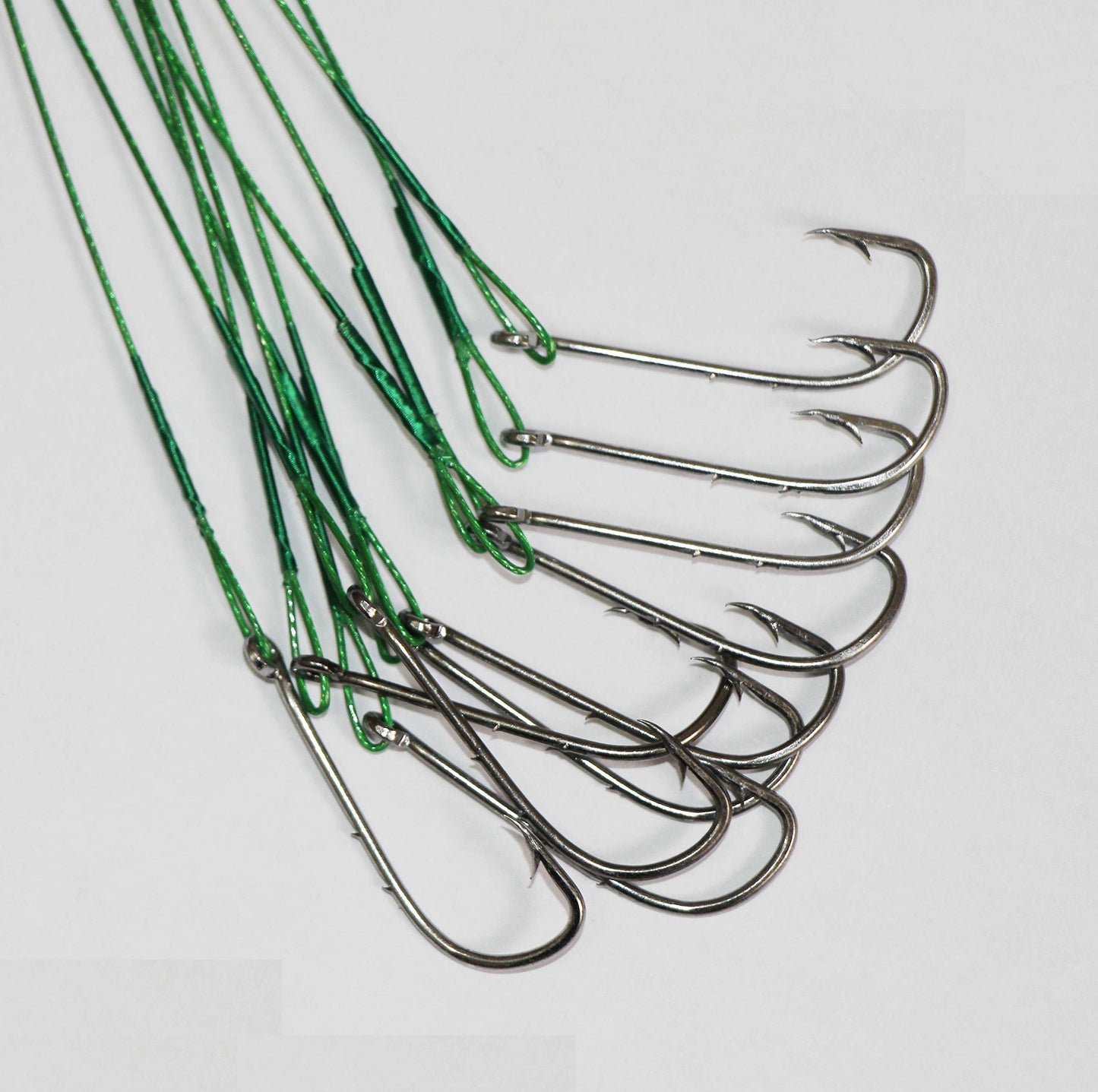20pcs Wire Leader Hook Rigs Baitholder Fishing Hook Nylon Coated Fishing Wire Leader with Swivel (6.5inch Green, 3/0-20pcs)