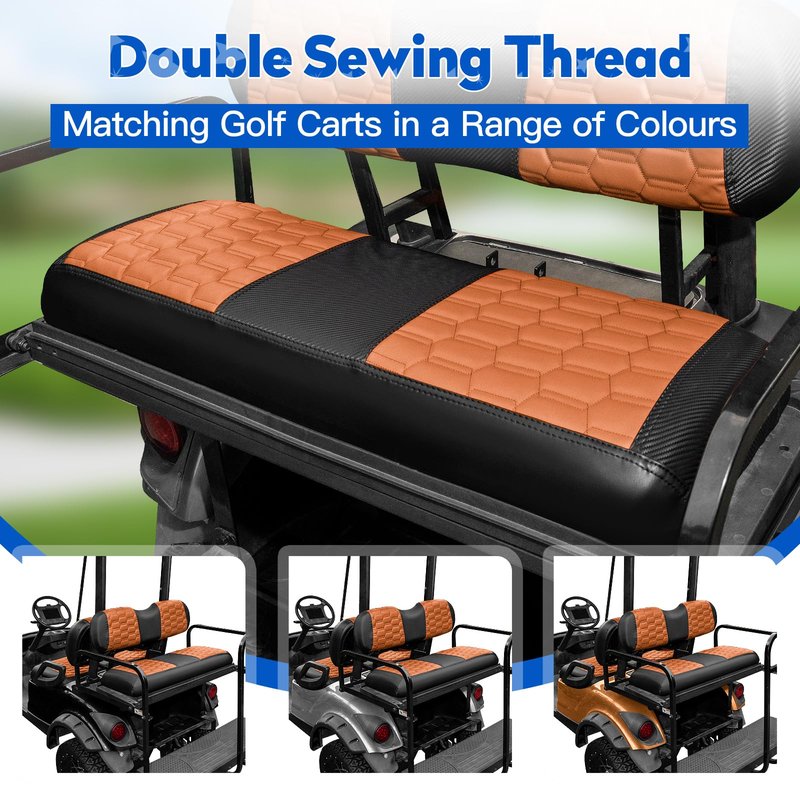 NOKINS Golf Cart Seat Covers, Fit for YAMAHA/G29/Drive2 OEM Standard Front Seat Cushion, Yamaha Accessories Vinyl Seat Covers, No Nails Required(Carbon Fibre Black and Black)