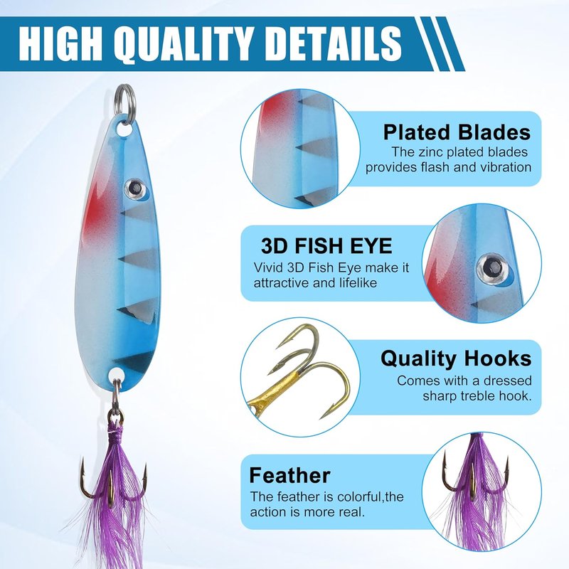 Fishing Lures Kit - Rooster Tail Spinner Baits for Bass, Trout & Pike | Hard Bait Crankbaits