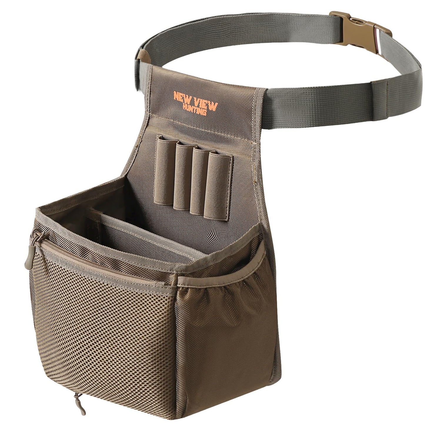 NEW VIEW Shell Bag - Holds 2 Boxes of Shells - Features Spacious Dual Compartments & Comfortable Waist Belt - Sturdy Lightweight Shotgun Shell Pouch Organizer for Your Shells