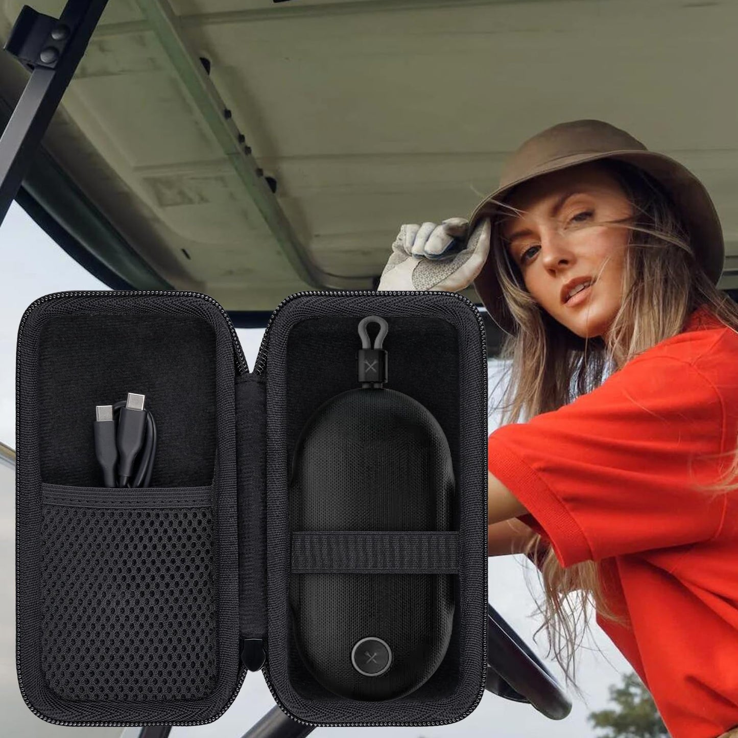 co2CREA Hard Case Replacement for Blue Tees Golf Player Go - Compact GPS Speaker, Portable Travel Case with a Carabiner
