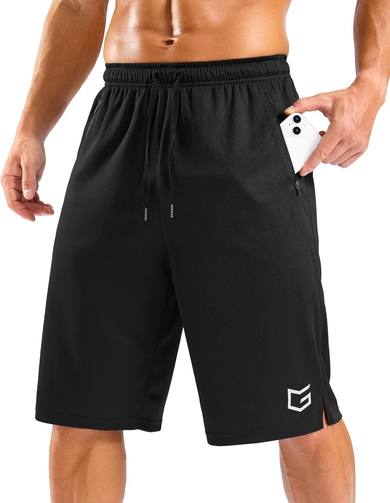 Men's Athletic Gym Shorts - Quick Dry Mesh with Zipper Pockets | 9"/11" Sizes Available