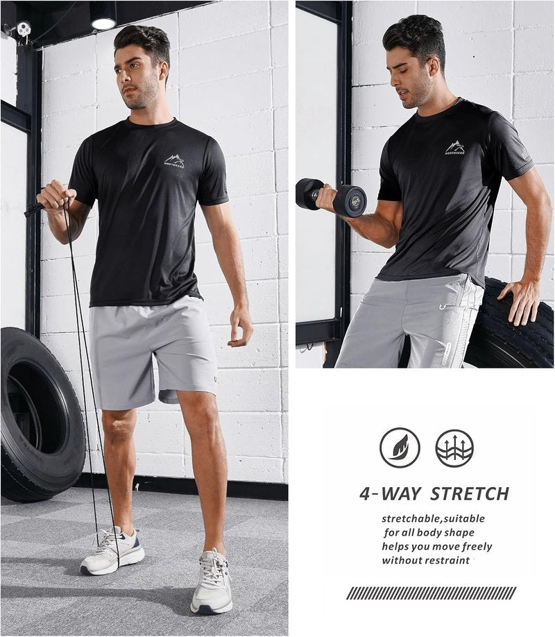 NORTHYARD Men's UPF 50+ Sun Protection Rash Guard - Short Sleeve Athletic Swim Shirt for Running & Workouts