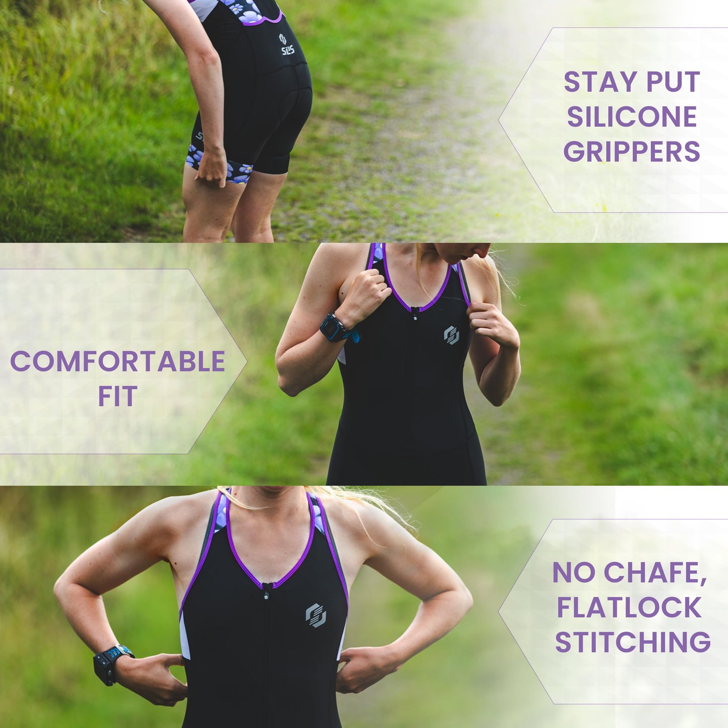SLS3 Triathlon Suits Women - One Piece Tri Suit Women with Comfortable and Durable FRT Fabric - No Shelf Bra (Black/Bright Rose Stripes, Small)