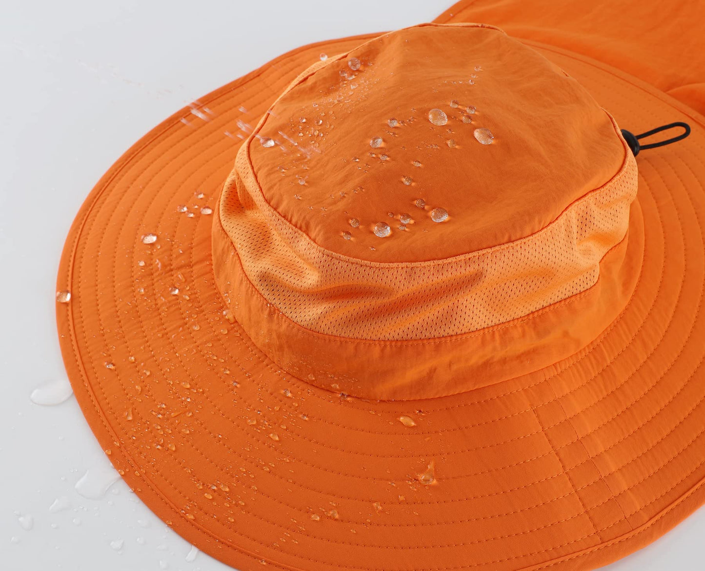 Home Prefer Outdoor UPF50+ Mesh Sun Hat Wide Brim Fishing Hat with Neck Flap (Orange)
