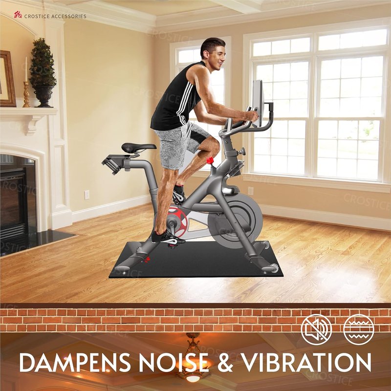 Bike Trainer Mat for Peloton & Treadmill | 6mm Thick Under Mat Protects Hardwood Floors