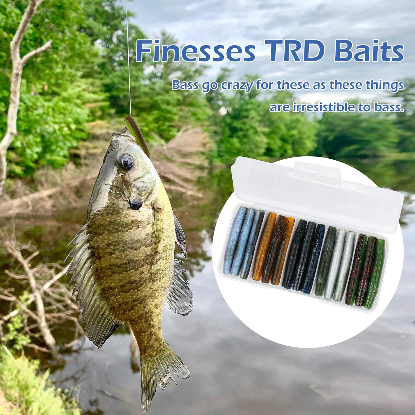 Bombrooster Ned Rig Worms Kit, TRD Soft Plastic Baits for Bass Fishing