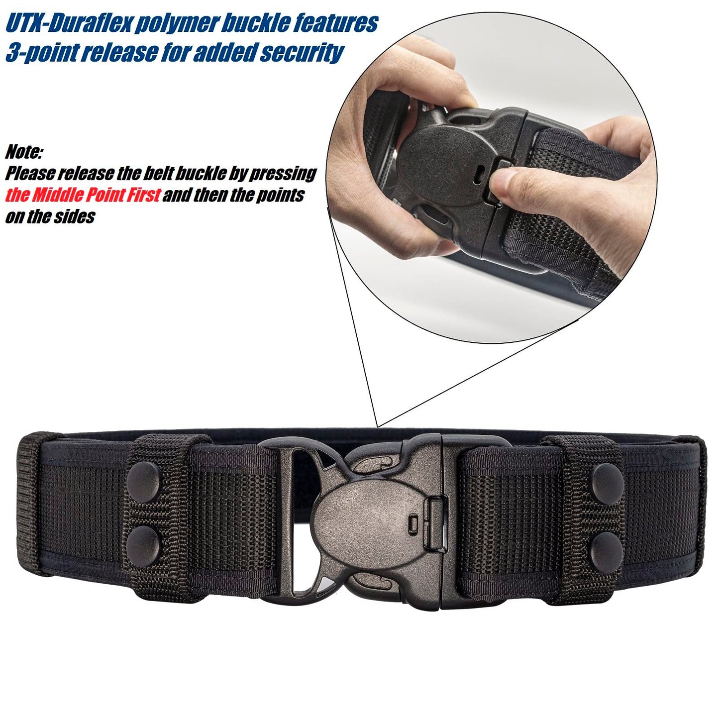 Dotacty 2" Police Duty Belts Law Enforcement Security Officer Tactical Utility Belt w/Hook Liner 4 Keepers 1.5" Loop Underbelt L