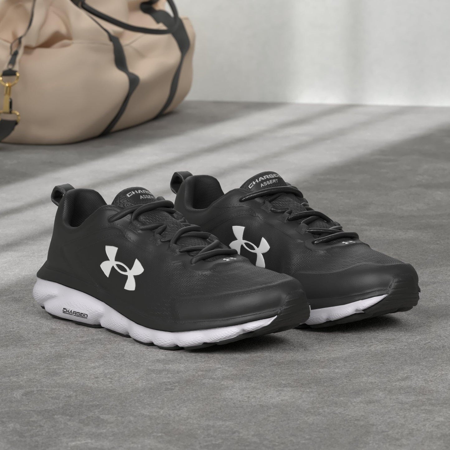 Under Armour Men's Charged Assert 9 6E, (001) Black/White/White, 13