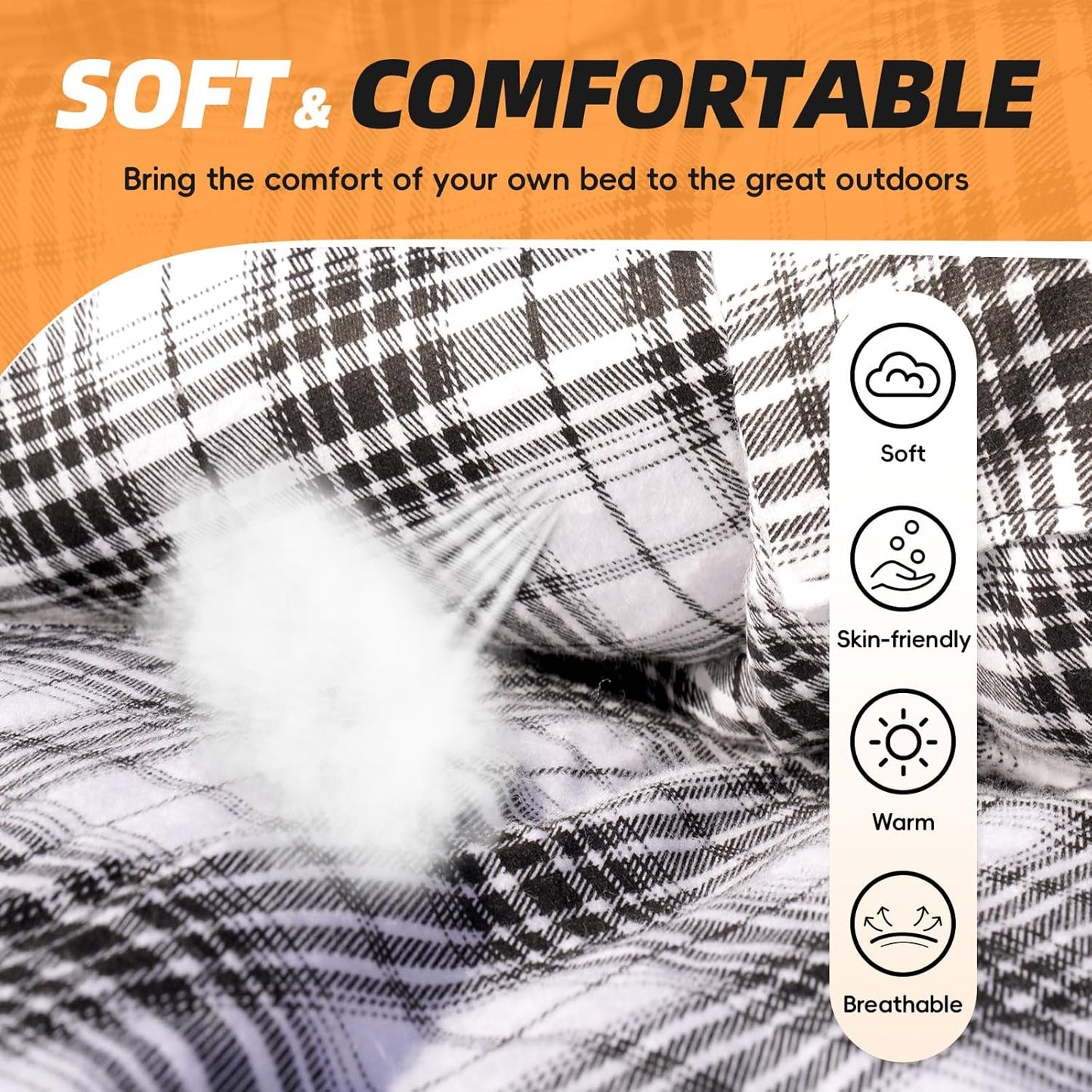 Flannel Sleeping Bag for Adults - XL Warm Cotton Camping Bag | 4-Season Comfort