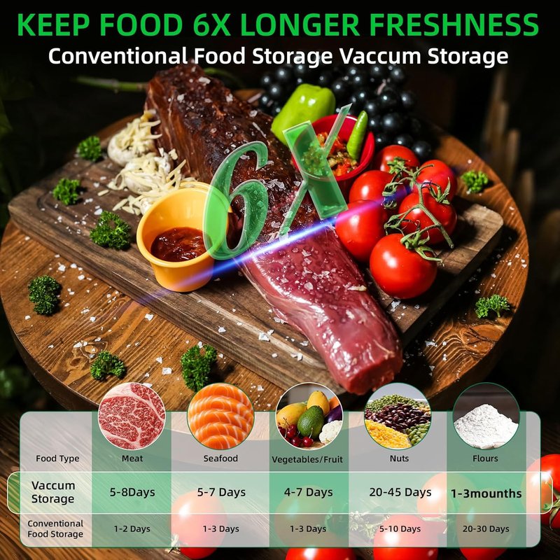 Compact Vacuum Sealer for Food Storage - Preserve Freshness with Bags & Accessories | Ideal for Home & Travel