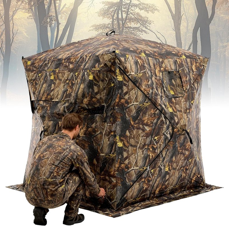 OLIXIS 270° See-Through Hunting Blind - 2-3 Person Pop-Up Camouflage Tent | Portable with Carrying Bag