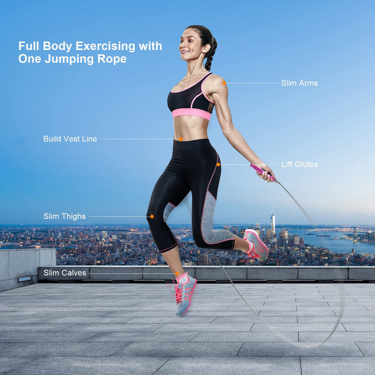 Jump Rope, High Speed Weighted Jump Rope - Premium Quality Tangle-Free - Self-Locking Screw-Free Design - Jump Ropes for Fitness - Skipping Rope for Workout Fitness, Crossfit & Home Exercises (Purple)