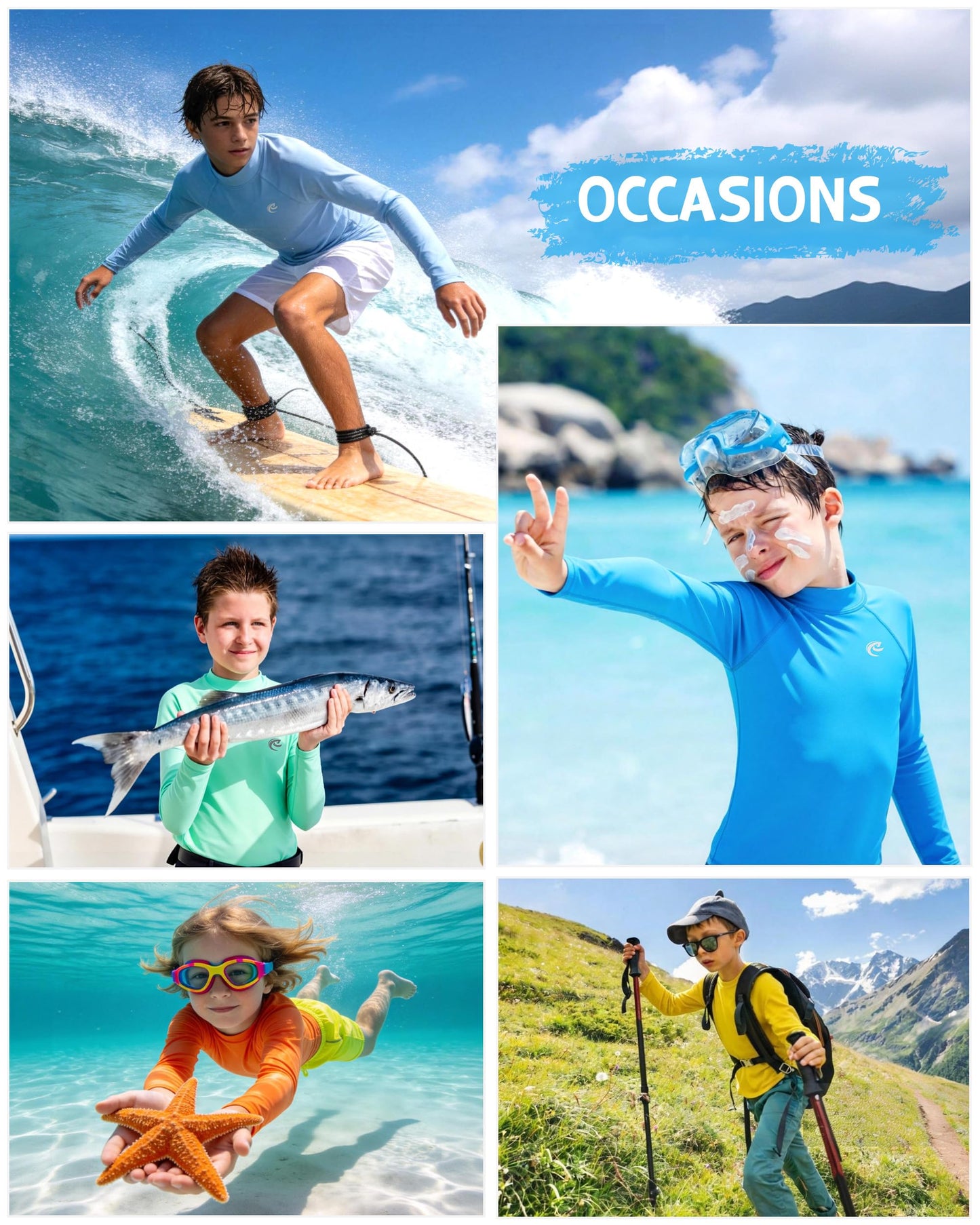 DRONIRING Boys' Long Sleeve Rash Guard, UPF 50+ Swim Shirt Toddler Kids, Quick Dry SPF UV Sun Protection Water Shirts for Beach Surf Swimming