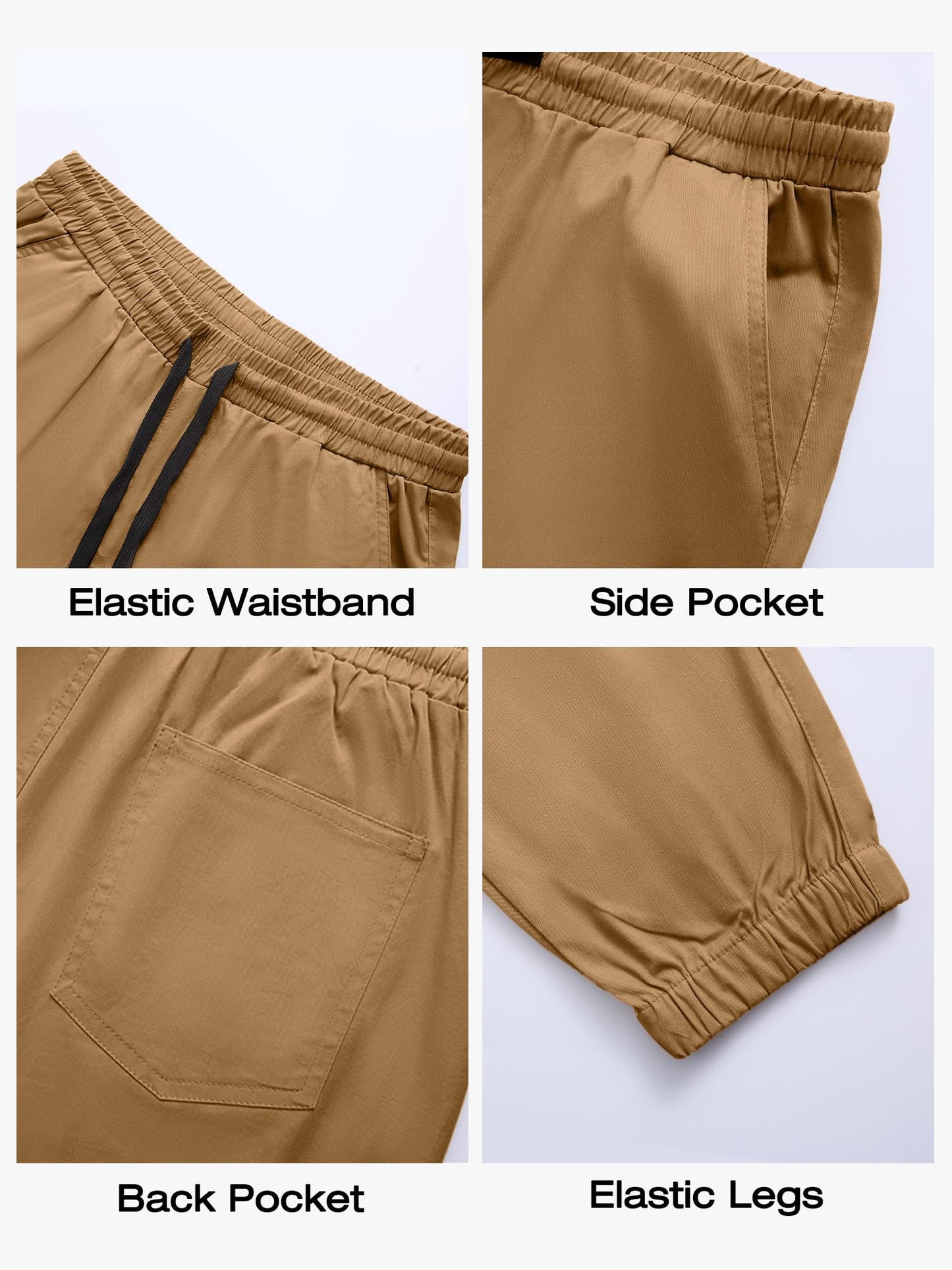 HOTake Men's Khaki XX-Large Joggers Lightweight Sweatpants Tapered Pants Gym Pants