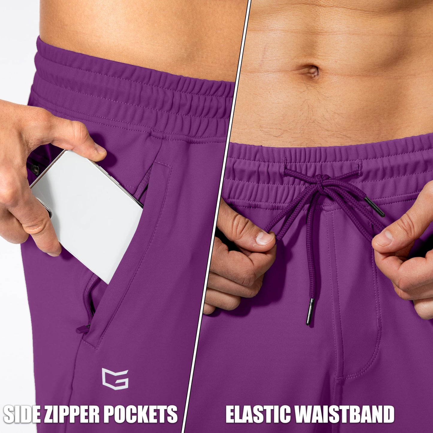 Men's Sweatpants with Zipper Pockets Athletic Pants Traning Track Pants Joggers for Men Soccer, Running, Workout (Purple, XX-Large)