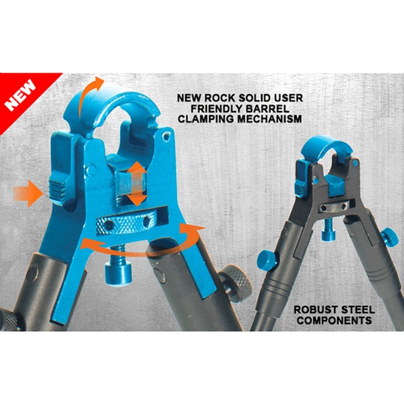 UTG New Gen Reinforced Clamp-on Bipod, Cent Ht 8.7"-10.2"