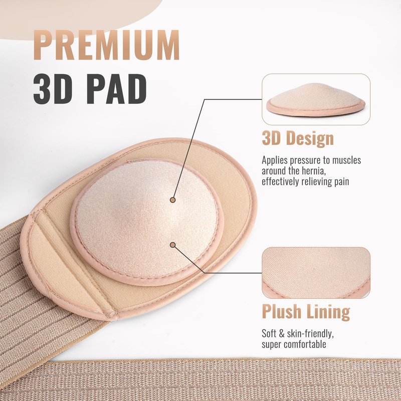 HEERTEEAJ Umbilical Hernia Belt | Abdominal Hernia Belt for Men & Women | Belly Button Umbilical Hernia Binder w/ 1 Hernia Compression Pads | Ventral, Epigastric & Post Surgery Support Belts