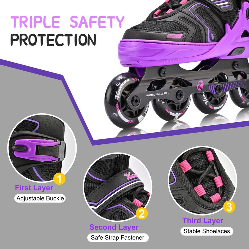 Kuxuan Skates Adjustable Inline Skates for Women Men, Kids Roller Skates Ages 4-12 with Light Up Wheels, Teen Skates for Beginner Girl Boy