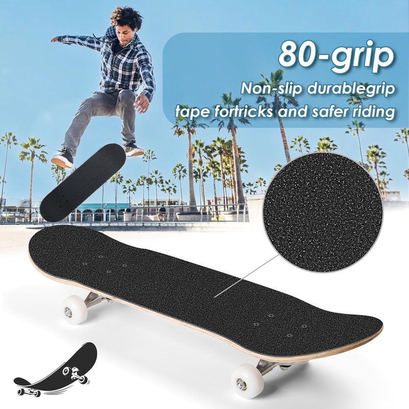 Aolabela 4 Pcs Grip Tape, 33" x 9", No Air Bubbles, Black Griptape for Skateboard & Scooter