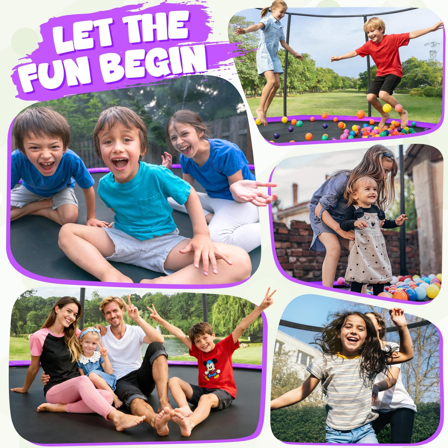 JELENS Trampoline 8FT 10FT 12FT 14FT 15FT 16FT, Recreational Trampolines with Enclosure Net, Outdoor Anti-Rust Trampolines for Kids and Adults, ASTM Approved