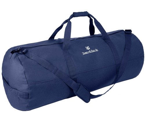 Bear & Bark Extra Large Duffle Bag - Blue 46"x20" - 236.8L - Canvas Military and Army Cargo Style Men/Women Duffel Tote - College Student, Dorm, Backpacking, X-Large Travel and Storage Shoulder Bag