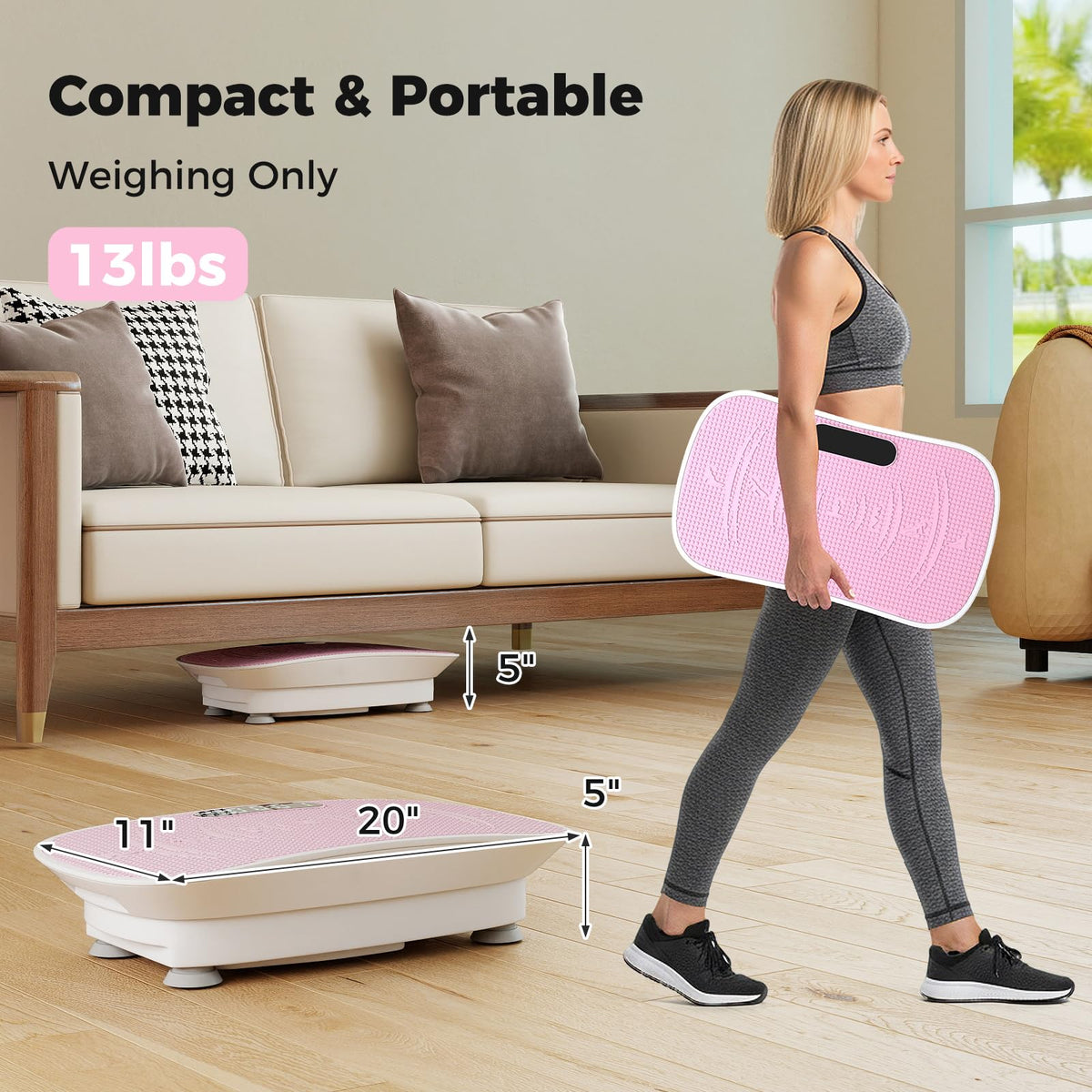 GYMAX Vibration Plate Exercise Machine, Vibration Plate with 10-Level Intensity, LED Display & Remote Control, Body Vibrating Plates Stand Shaking Platform Fat Burning Machine (Pink)