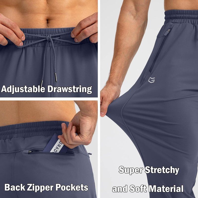 Men's Athletic Joggers - Tapered Sweatpants with Zipper Pockets for Workout | Running & Jogging