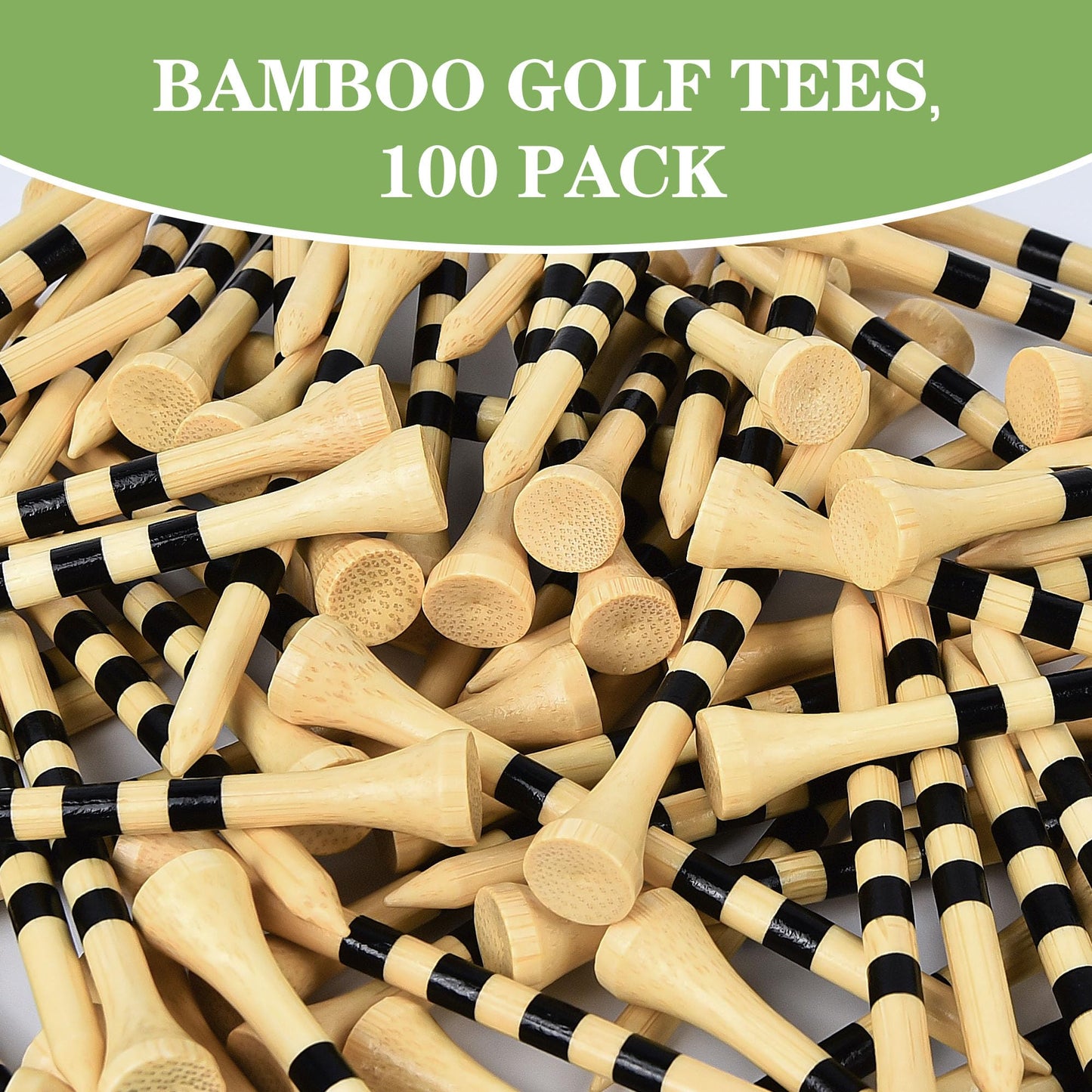 Seticek Natrual Wooden 2-3/4" Golf Tees 100 Pack,Biodegradable Bamboo Golf Tees,More Sturdy and Stable,Natural Color