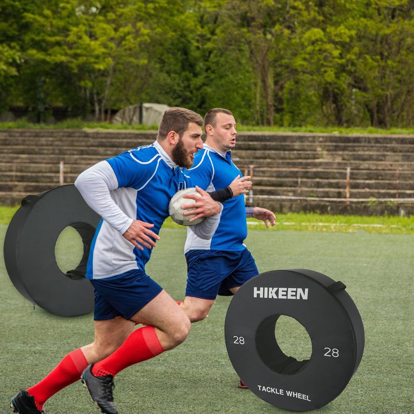 Hikeen 28" Football Tackle Wheel Dummy Denser Softer Foam Tackling Dummies for Football Youth - Tackling Wheel with Straps (1PCS)
